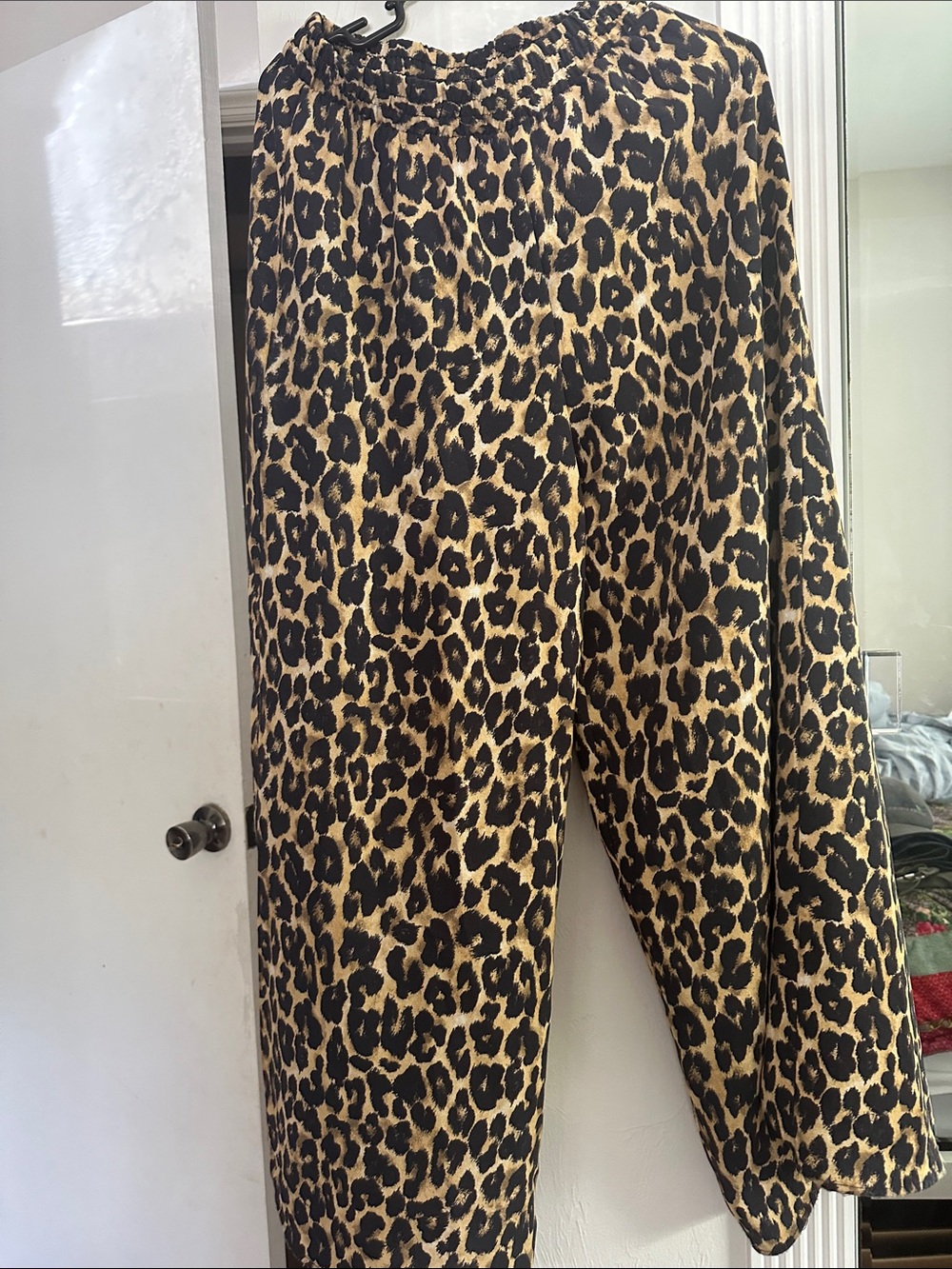 Zara Leopard Print Wide Leg Pants - Tan and Black